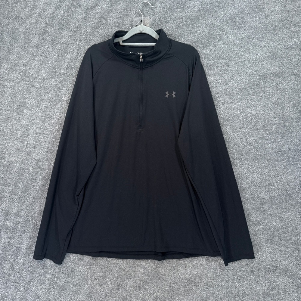 Under Armour Shirt Mens XXL Black 1/4 Zip Tech 2.0 Pullover Long Sleeve Stretch